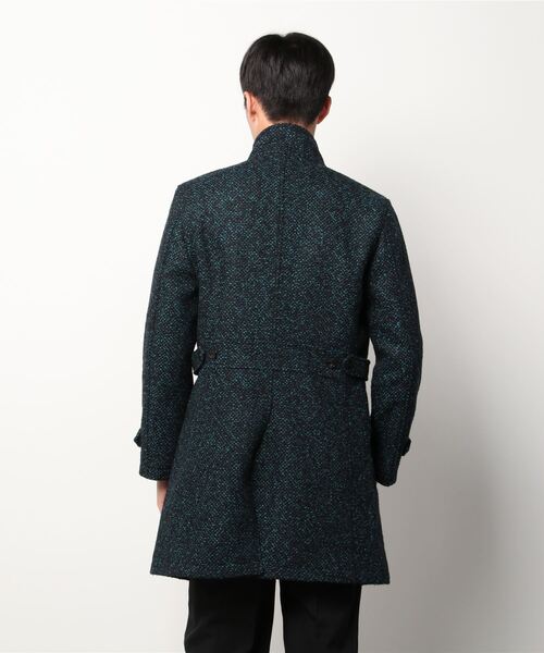 TORNADO MART(トルネードマート)の「Zero by TORNADO MART∴メランジブークレフラノスタンドコート(ステンカラーコート・メンズ・ダークグリーン/ライトグレー・LARGE/MEDIUM)」の4枚目の写真