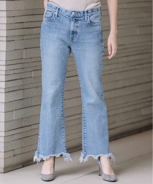 Munich（ミューニック）の「12oz10イヤーデニムセミフレアデストロイパンツ（デニムパンツ・レディース・ブラック/インディゴブルー・S/M/XS/XXS）」の2枚目の写真