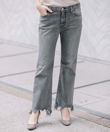 Munich | 12ozローツイスト10イヤーデニム　セミフレアデストロイパンツ(デニムパンツ)