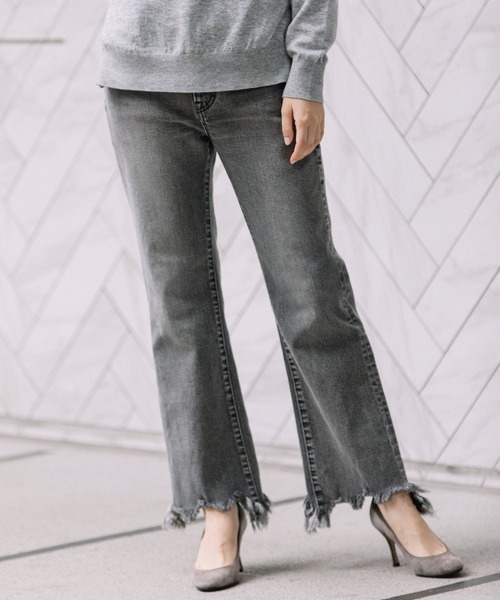 Munich（ミューニック）の「12oz10イヤーデニムセミフレアデストロイパンツ（デニムパンツ・レディース・ブラック/インディゴブルー・S/M/XS/XXS）」の13枚目の写真