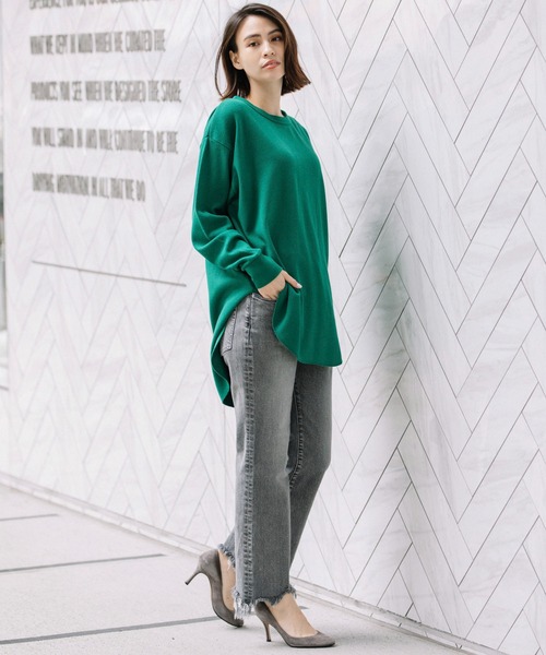 Munich（ミューニック）の「12oz10イヤーデニムセミフレアデストロイパンツ（デニムパンツ・レディース・ブラック/インディゴブルー・S/M/XS/XXS）」の14枚目の写真