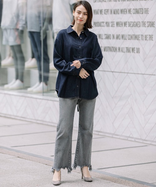 Munich（ミューニック）の「12oz10イヤーデニムセミフレアデストロイパンツ（デニムパンツ・レディース・ブラック/インディゴブルー・S/M/XS/XXS）」の3枚目の写真