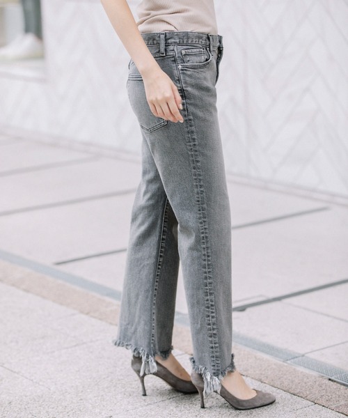 Munich（ミューニック）の「12oz10イヤーデニムセミフレアデストロイパンツ（デニムパンツ・レディース・ブラック/インディゴブルー・S/M/XS/XXS）」の6枚目の写真