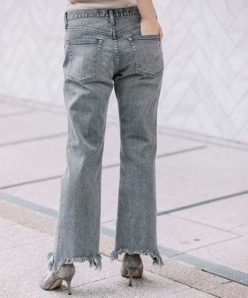 Munich（ミューニック）の「12oz10イヤーデニムセミフレアデストロイパンツ（デニムパンツ・レディース・ブラック/インディゴブルー・S/M/XS/XXS）」の7枚目の写真