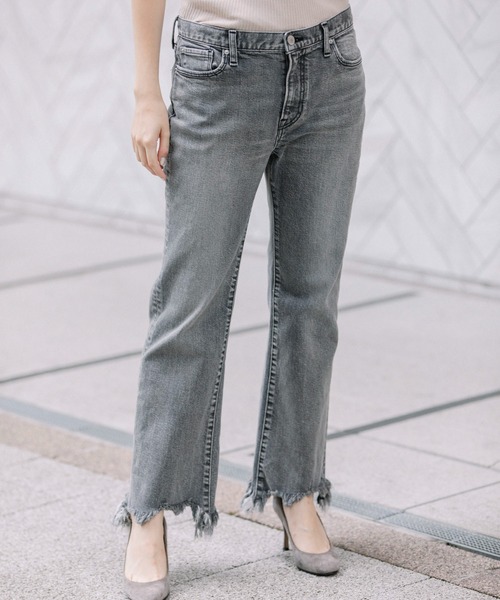 Munich（ミューニック）の「12oz10イヤーデニムセミフレアデストロイパンツ（デニムパンツ・レディース・ブラック/インディゴブルー・S/M/XS/XXS）」の5枚目の写真