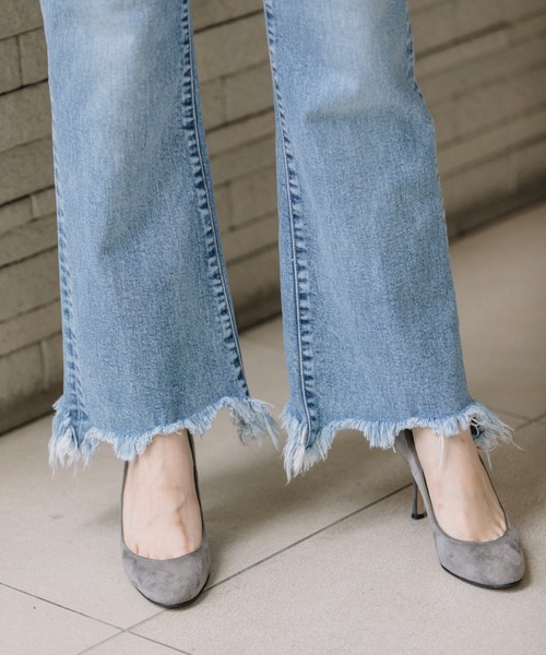 Munich（ミューニック）の「12oz10イヤーデニムセミフレアデストロイパンツ（デニムパンツ・レディース・ブラック/インディゴブルー・S/M/XS/XXS）」の22枚目の写真