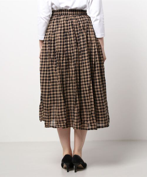 Samansa Mos2（サマンサ モスモス）の「ボイルギャザースカート（スカート・レディース・ベージュ/オフホワイト/キナリ/ブラック/グリーン・ﾌﾘ-）」の6枚目の写真