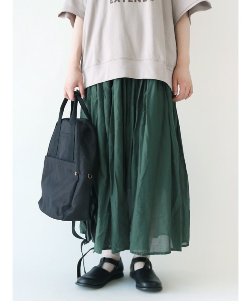 Samansa Mos2（サマンサ モスモス）の「ボイルギャザースカート（スカート・レディース・ベージュ/オフホワイト/キナリ/ブラック/グリーン・ﾌﾘ-）」の5枚目の写真