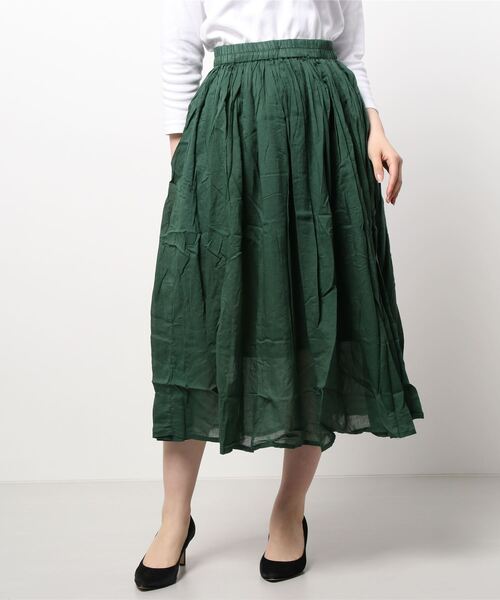 Samansa Mos2（サマンサ モスモス）の「ボイルギャザースカート（スカート・レディース・ベージュ/オフホワイト/キナリ/ブラック/グリーン・ﾌﾘ-）」の12枚目の写真