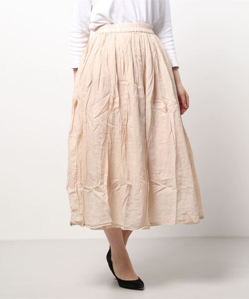 Samansa Mos2（サマンサ モスモス）の「ボイルギャザースカート（スカート・レディース・ベージュ/オフホワイト/キナリ/ブラック/グリーン・ﾌﾘ-）」の9枚目の写真