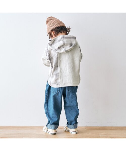 apres les cours(アプレレクール)の「チェックパッチワークパーカー(パーカー・キッズ・グレー/ブラウン・140/100/80/90/120/130/110)」の7枚目の写真