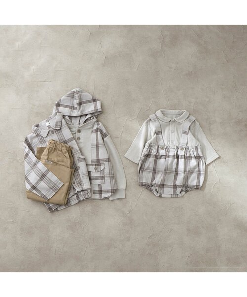 apres les cours(アプレレクール)の「チェックパッチワークパーカー(パーカー・キッズ・グレー/ブラウン・140/100/80/90/120/130/110)」の9枚目の写真