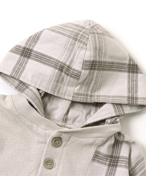 apres les cours(アプレレクール)の「チェックパッチワークパーカー(パーカー・キッズ・グレー/ブラウン・140/100/80/90/120/130/110)」の10枚目の写真