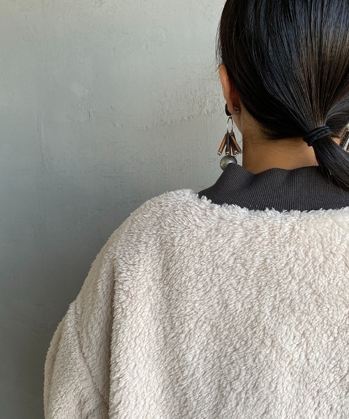 UNIVERSAL OVERALL（ユニバーサルオーバーオール）の「[UNIVERSAL OVERALL/ユニバーサルオーバーオール] 別注ボアフリースボンバージャケット（ブルゾン・レディース・チャコールグレー/ネイビー/アイボリー・M/L）」の17枚目の写真