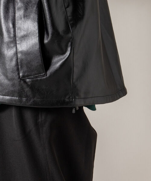 GLOSTER グロスター パデッド ノーカラー ライダース ブルゾン GLOSTER