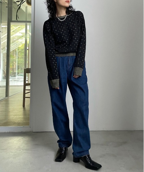 Ameri（アメリ）の「AMERI JAPAN DENIM LOOSE TAPERED PANTS（デニムパンツ・レディース・ブルー・24inch/25inch/26inch）」の21枚目の写真