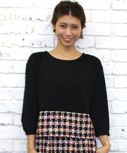 mystic（ミスティック）の「ウラケ×ツイードプルオーバー（Tシャツ/カットソー・レディース・ブルー/イエロー/ピンク・ﾌﾘ-）」の3枚目の写真