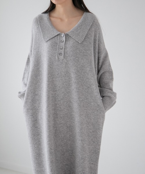 yuw（ユウ）の「BIG COLLAR KNIT　217955（ワンピース・レディース・ブラック/グリーン/グレー・FREE）」の20枚目の写真