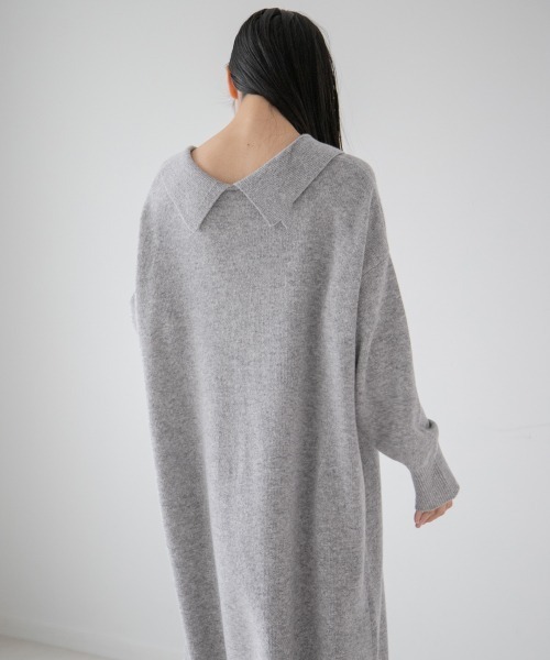yuw（ユウ）の「BIG COLLAR KNIT　217955（ワンピース・レディース・ブラック/グリーン/グレー・FREE）」の19枚目の写真