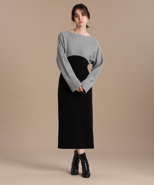 INED（イネド）の「《INED30th×スタイリスト辻直子》ドッキングニットワンピース（ワンピース・レディース・ブラック/ダークブラウン・9号）」の5枚目の写真