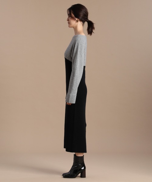 INED（イネド）の「《INED30th×スタイリスト辻直子》ドッキングニットワンピース（ワンピース・レディース・ブラック/ダークブラウン・9号）」の10枚目の写真