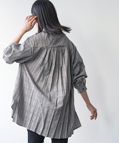 mili an deni（ミリアンデニ）の「チェックバックタックシャツワンピース（シャツワンピース・レディース・ブラック/ブラウン/チェック/ダークブラウン/オレンジ・L/M）」の15枚目の写真