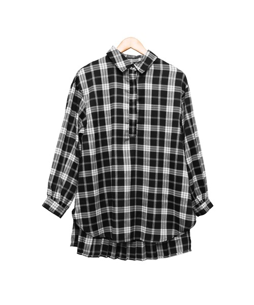 mili an deni（ミリアンデニ）の「チェックバックタックシャツワンピース（シャツワンピース・レディース・ブラック/ブラウン/チェック/ダークブラウン/オレンジ・L/M）」の21枚目の写真