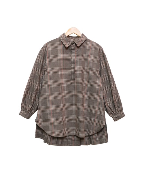 mili an deni（ミリアンデニ）の「チェックバックタックシャツワンピース（シャツワンピース・レディース・ブラック/ブラウン/チェック/ダークブラウン/オレンジ・L/M）」の20枚目の写真