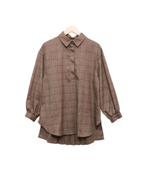 mili an deni（ミリアンデニ）の「チェックバックタックシャツワンピース（シャツワンピース・レディース・ブラック/ブラウン/チェック/ダークブラウン/オレンジ・L/M）」の19枚目の写真