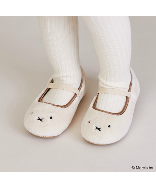 petit main（プティマイン）の「【miffy】シューズ（バレエシューズ・キッズ・チャコール/オフホワイト・16cm/15cm/17cm/13cm/14cm）」の2枚目の写真