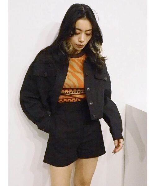 EVRIS（エヴリス）の「バックオープンジャガードニットトップス（ニット/セーター・レディース・オレンジ/ブルー/グリーン・FREE）」の7枚目の写真