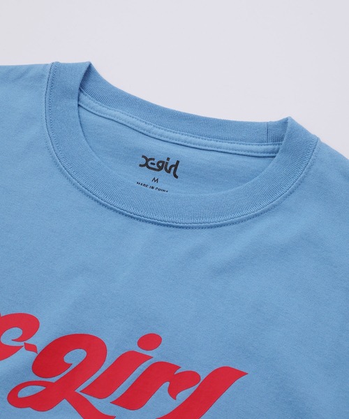 X-girl（エックスガール）の「CHUBBY ロゴTシャツ（Tシャツ/カットソー・レディース・ホワイト/ライトブルー/チャコール・S/M/L/XL）」の5枚目の写真