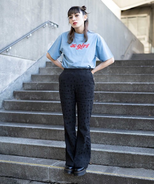 X-girl（エックスガール）の「CHUBBY ロゴTシャツ（Tシャツ/カットソー・レディース・ホワイト/ライトブルー/チャコール・S/M/L/XL）」の10枚目の写真