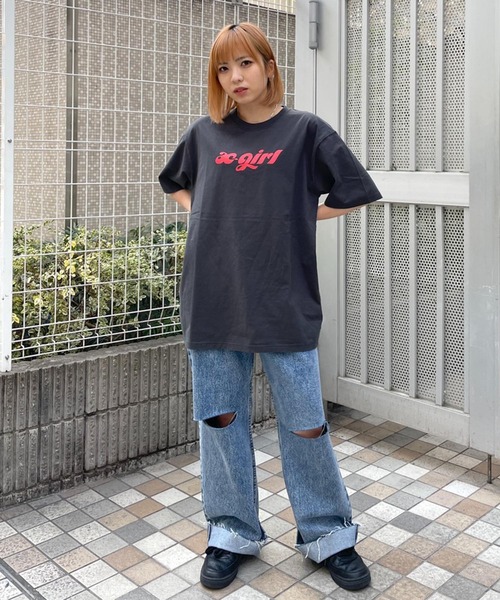 X-girl（エックスガール）の「CHUBBY ロゴTシャツ（Tシャツ/カットソー・レディース・ホワイト/ライトブルー/チャコール・S/M/L/XL）」の21枚目の写真