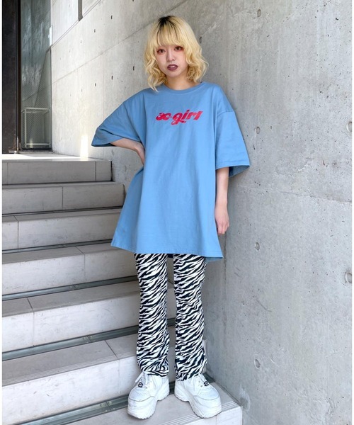 X-girl（エックスガール）の「CHUBBY ロゴTシャツ（Tシャツ/カットソー・レディース・ホワイト/ライトブルー/チャコール・S/M/L/XL）」の20枚目の写真