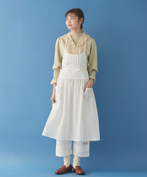 malle Cotton poplin モノグラム裾レースパンツ Malle（マル）の「Malle cotton poplin モノグラム裾レース