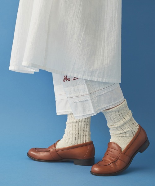 Malle（マル）の「△malle Cotton poplin モノグラム裾レースパンツ