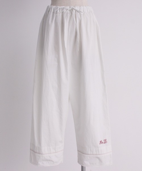 Malle（マル）の「△malle Cotton poplin モノグラム裾レースパンツ