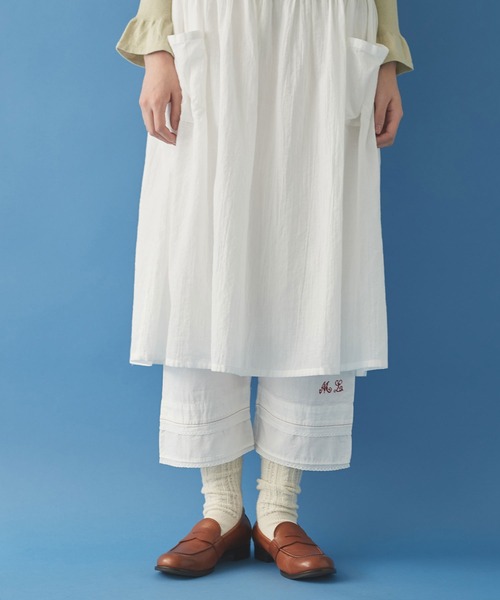 malle Cotton poplin モノグラム裾レースパンツ Malle（マル）の「Malle cotton poplin モノグラム裾レース