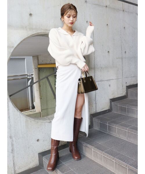 MURUA（ムルーア）の「マキシ丈ラップニットキュロット（スカート・レディース・ブラック/グレー/アイボリー・FREE）」の11枚目の写真