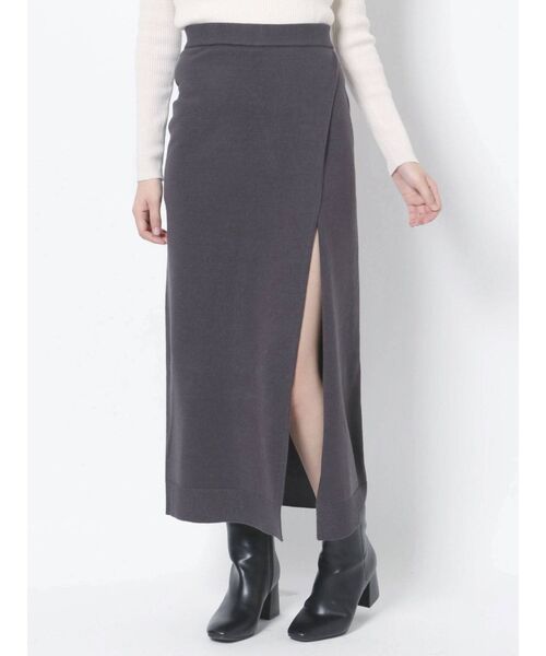 MURUA（ムルーア）の「マキシ丈ラップニットキュロット（スカート・レディース・ブラック/グレー/アイボリー・FREE）」の14枚目の写真