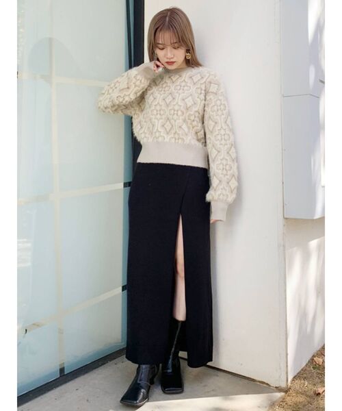 MURUA（ムルーア）の「マキシ丈ラップニットキュロット（スカート・レディース・ブラック/グレー/アイボリー・FREE）」の7枚目の写真