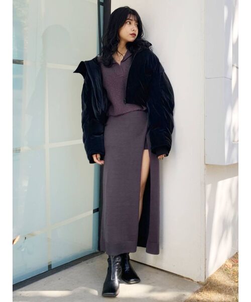 MURUA（ムルーア）の「マキシ丈ラップニットキュロット（スカート・レディース・ブラック/グレー/アイボリー・FREE）」の5枚目の写真