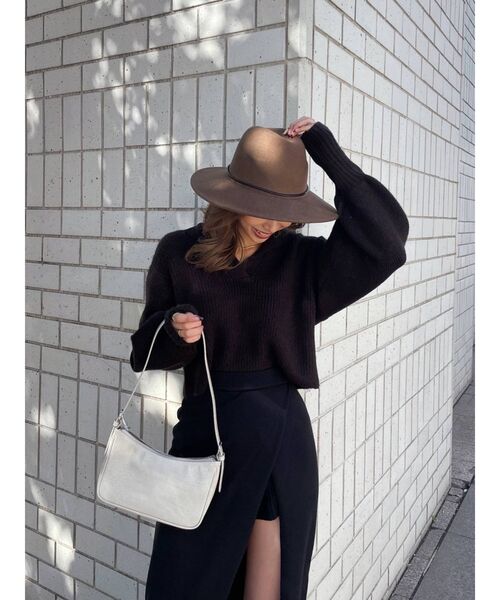 MURUA（ムルーア）の「マキシ丈ラップニットキュロット（スカート・レディース・ブラック/グレー/アイボリー・FREE）」の15枚目の写真