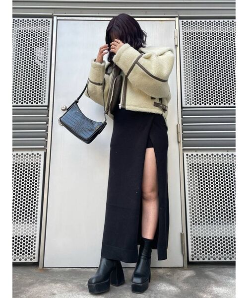 MURUA（ムルーア）の「マキシ丈ラップニットキュロット（スカート・レディース・ブラック/グレー/アイボリー・FREE）」の17枚目の写真