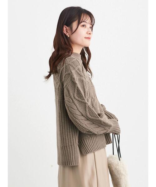 Sugar spoon(シュガースプーン)の「・SUGAR SPOON パッチワークケーブルニット*(ニット/セーター・レディース・オレンジ/アイボリー/モカ/杢グレー・FREE)」の13枚目の写真