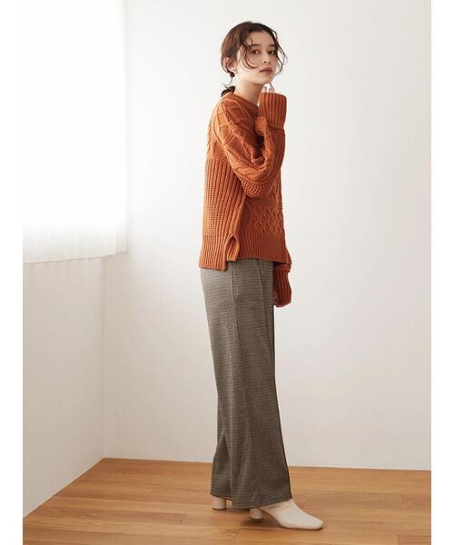 Sugar spoon(シュガースプーン)の「・SUGAR SPOON パッチワークケーブルニット*(ニット/セーター・レディース・オレンジ/アイボリー/モカ/杢グレー・FREE)」の14枚目の写真