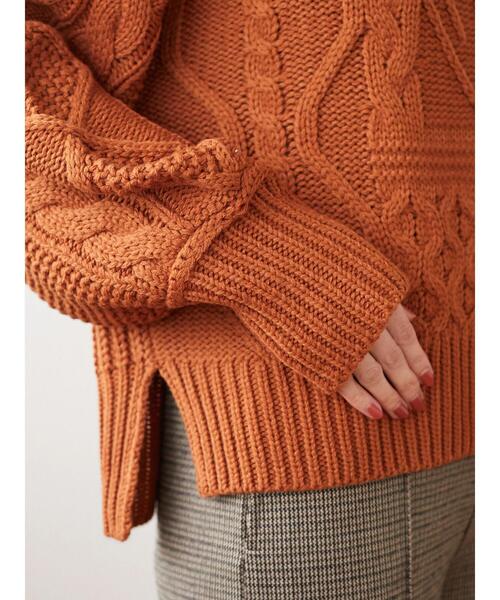 Sugar spoon(シュガースプーン)の「・SUGAR SPOON パッチワークケーブルニット*(ニット/セーター・レディース・オレンジ/アイボリー/モカ/杢グレー・FREE)」の20枚目の写真