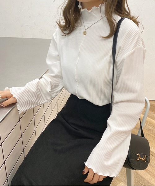 apres jour（アプレジュール）の「ハイネックリブメロートップス【ZOZOTOWN限定アイテム】（Tシャツ/カットソー・レディース・ブラック/ピンク/アイボリー/モカ・X-LARGE/フリー）」の2枚目の写真