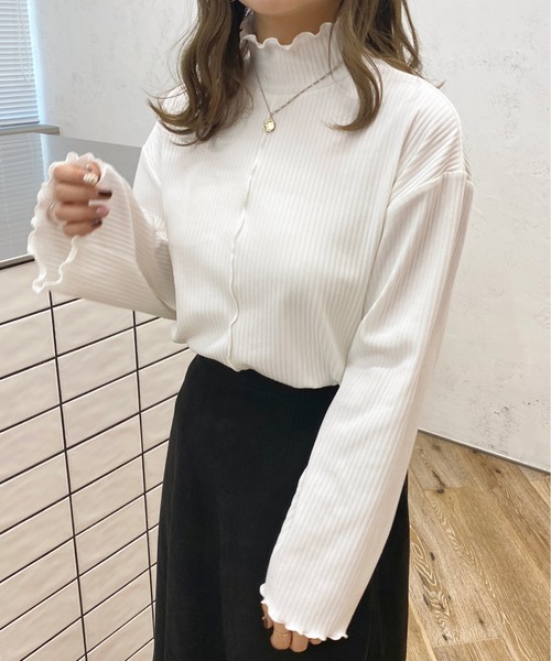 apres jour（アプレジュール）の「ハイネックリブメロートップス【ZOZOTOWN限定アイテム】（Tシャツ/カットソー・レディース・ブラック/ピンク/アイボリー/モカ・X-LARGE/フリー）」の8枚目の写真